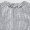 Tiny Girl Round Neck Full Bell Sleeves Silver Self Strip Party Wear Top