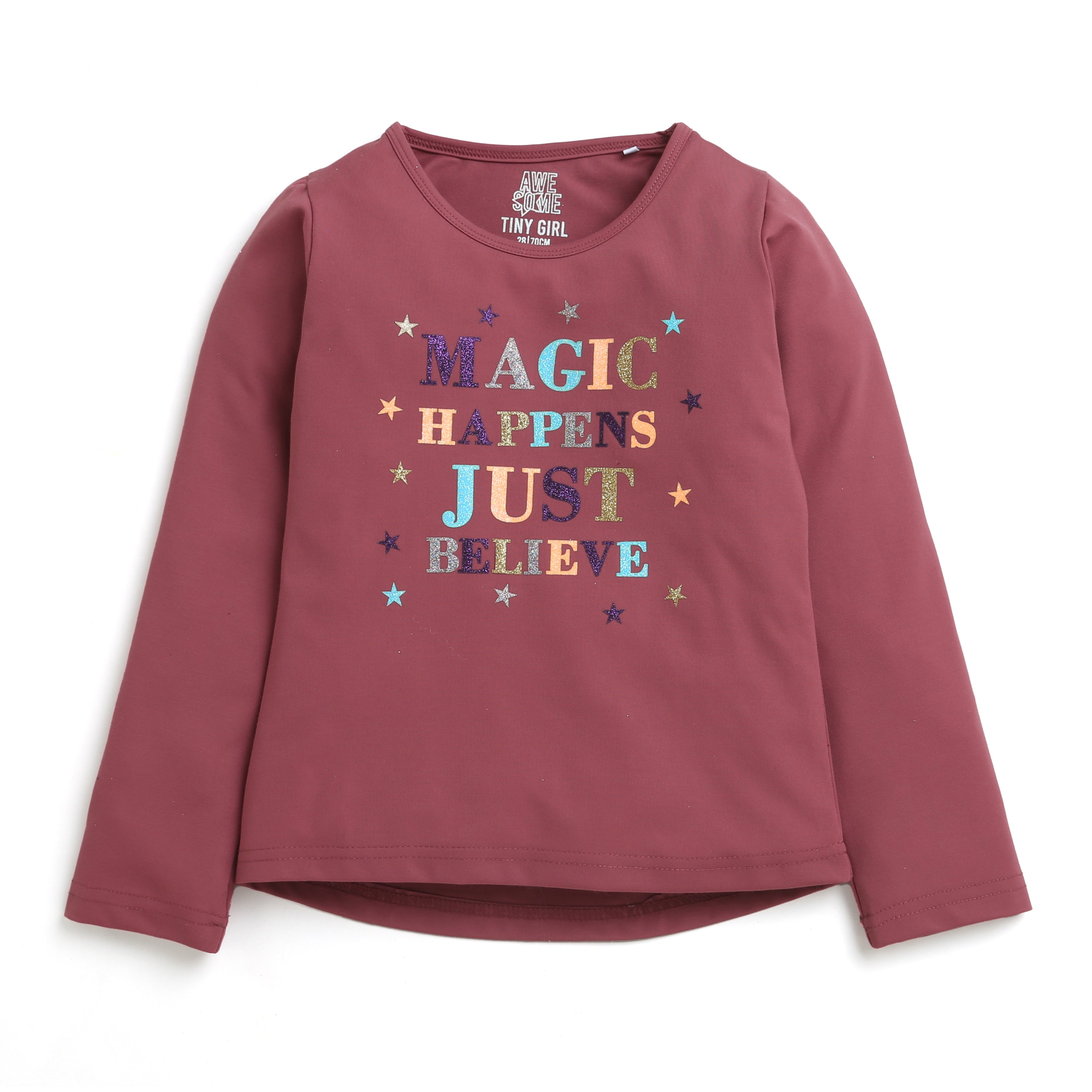 Tiny Girl Round Neck Long Sleeve Multi-coloured Glitter Sticker