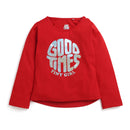 Tiny Girl Round Neck Full Sleeves Foil Sticker Top