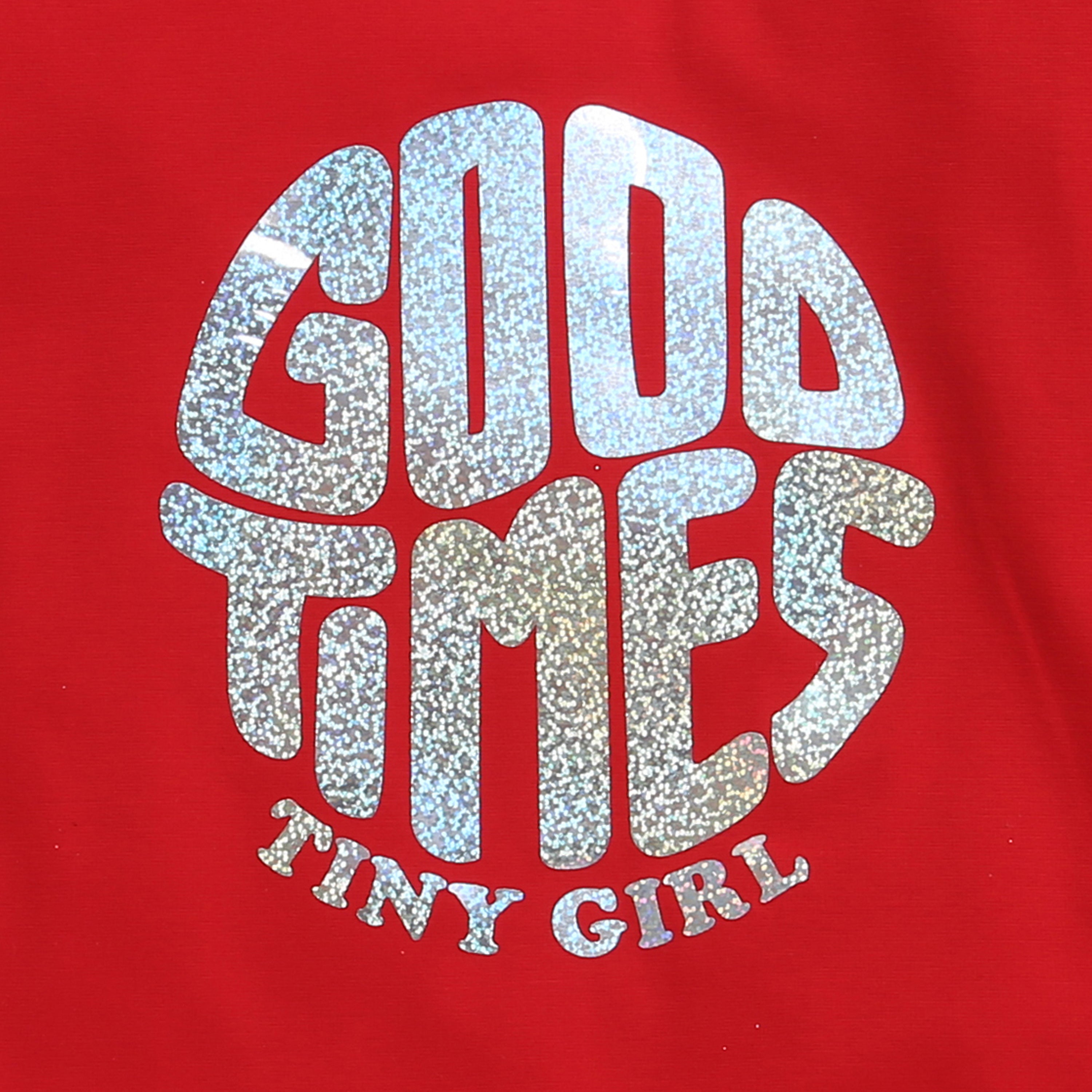 Tiny Girl Round Neck Full Sleeves Foil Sticker Top