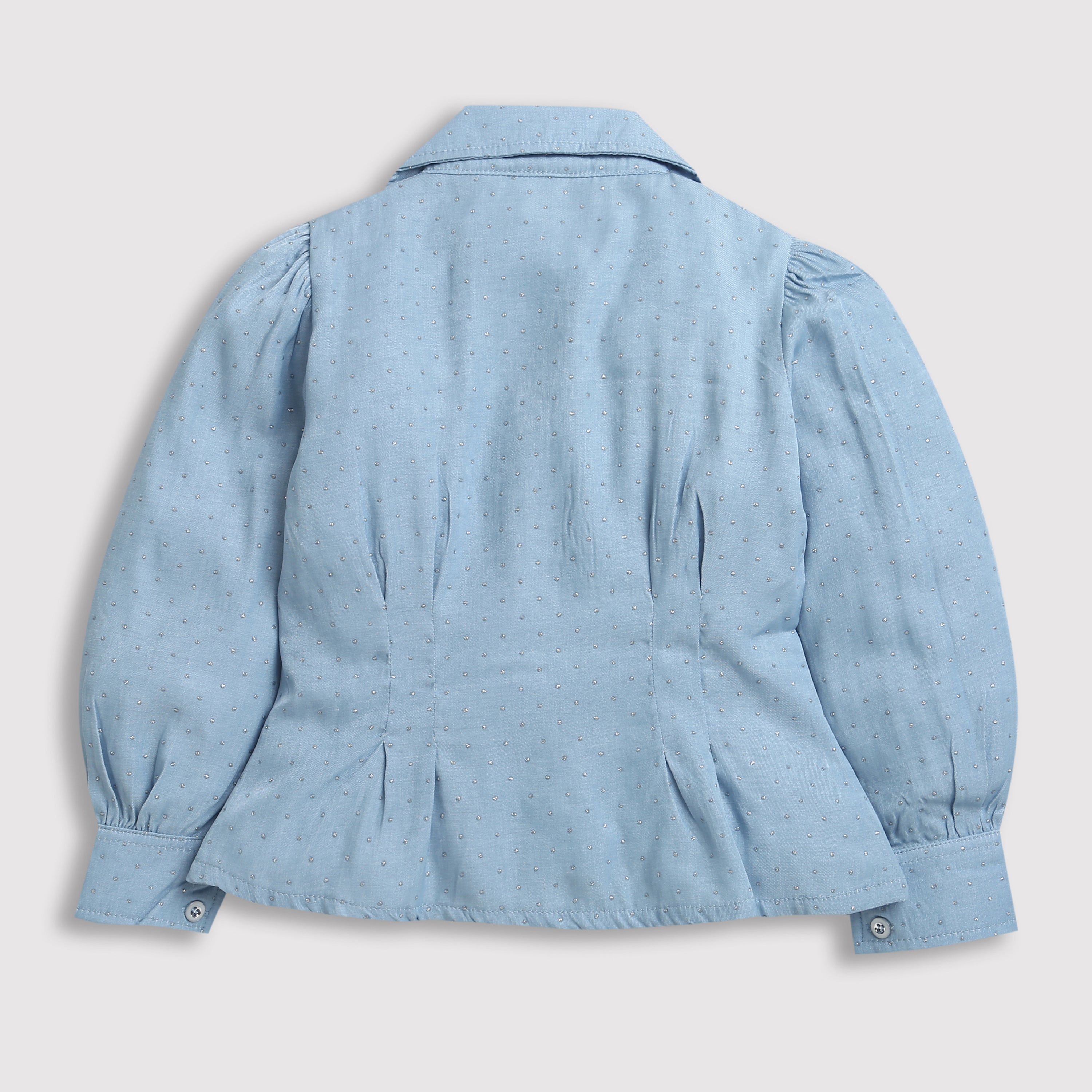 Tiny Girl Light Blue Long Sleeved Shimmer Printed Shirt