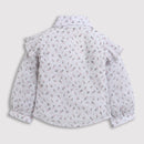 Tiny Girl Full Sleeve With The Collar Neck Top Charming Frill Pattern On The Front