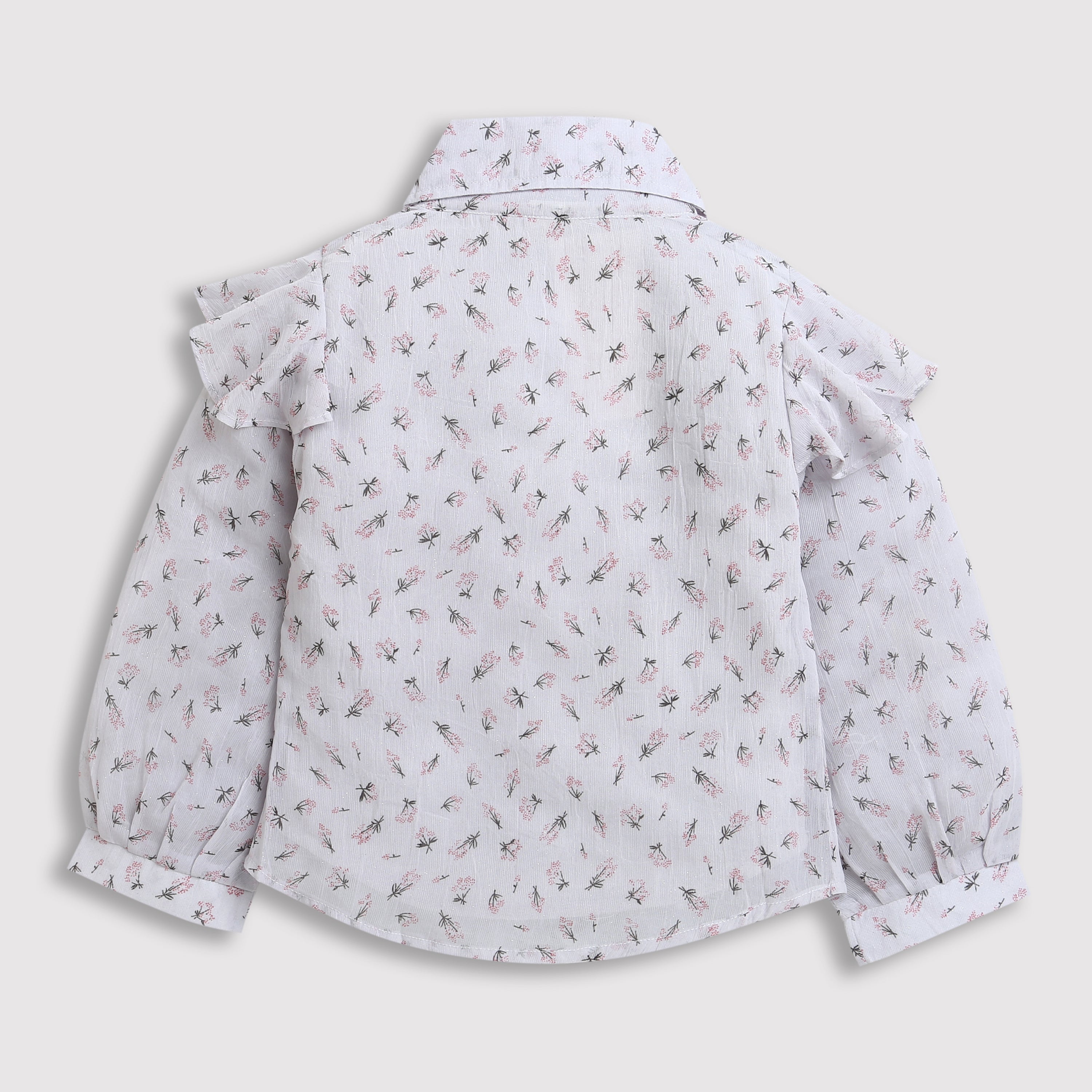 Tiny Girl Full Sleeve With The Collar Neck Top Charming Frill Pattern On The Front