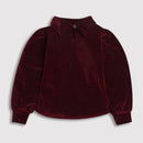 Tiny Girl High Neck Full Sleeve Textured Velvet Fabric Top