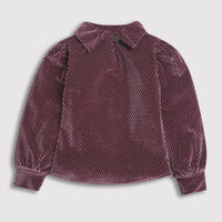 Tiny Girl High Neck Full Sleeve Textured Velvet Fabric Top