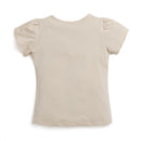 Tiny Girl Fawn Round Neck Top With Fancy Patches