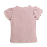 Tiny Girl Peach Round Neck Top With Fancy Patches