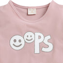 Tiny Girl Peach Round Neck Top With Fancy Patches