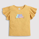 Tiny Girl Round Neck Unique Foil Sticker & Customizable Stick Mustard Top