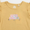 Tiny Girl Round Neck Unique Foil Sticker & Customizable Stick Mustard Top