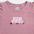 Tiny Girl Round Neck Unique Foil Sticker & Customizable Stick Onion Pink Top