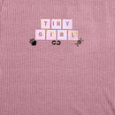 Tiny Girl Round Neck Unique Foil Sticker & Customizable Stick Onion Pink Top