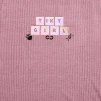 Tiny Girl Round Neck Unique Foil Sticker & Customizable Stick Onion Pink Top