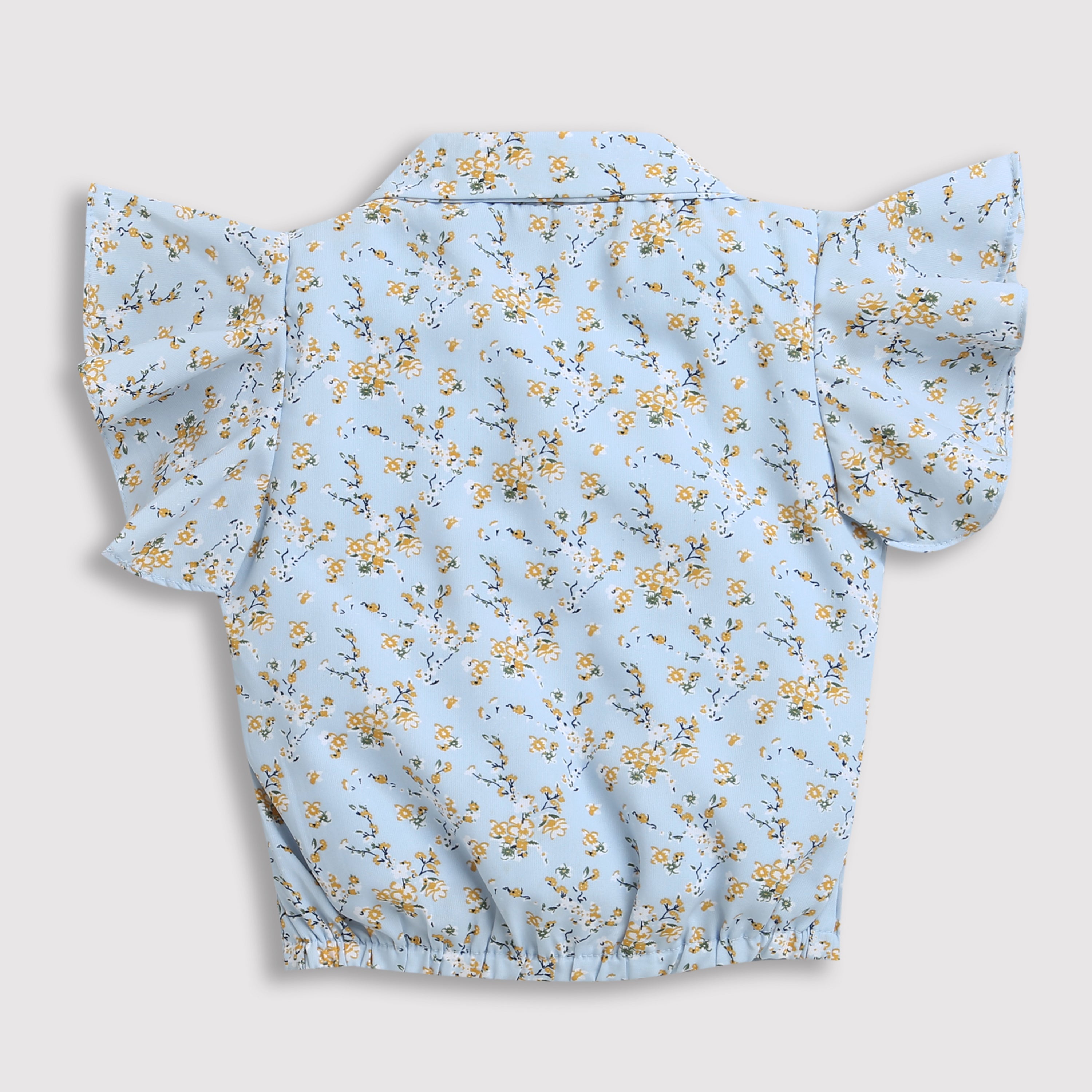 Tiny Girl Blue Half Sleeve Printed Top The Frill On Sleeve