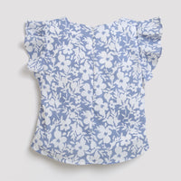 Tiny Gril Half Sleeve Printed Top With Frill On Sleeve