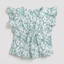 Tiny Gril Half Sleeve Printed Top With Frill On Sleeve