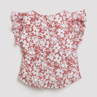 Tiny Gril Half Sleeve Printed Top With Frill On Sleeve