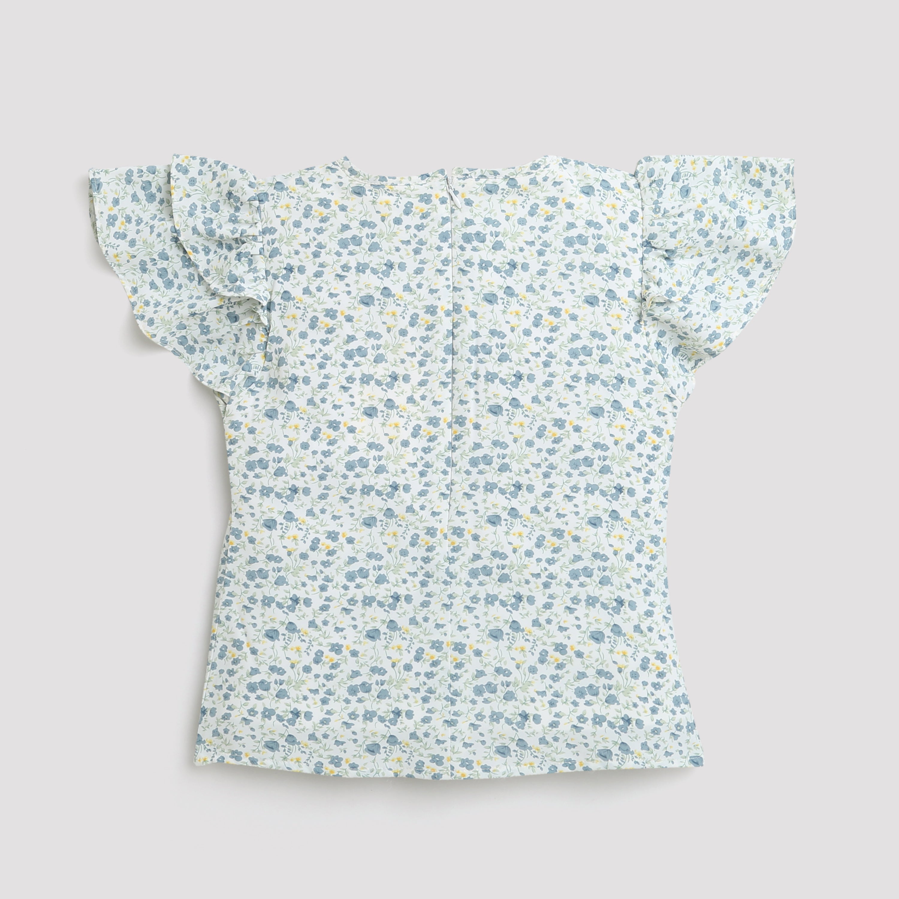 Tiny Girl Half Sleeves Unique Printed Design With Pleats On Top