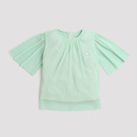 Tiny Girl Classic Round Neck Wide Sleeves & Gathers On The Neck