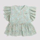 Tiny Girl V-Neck Top With 2 Layers Of Frill On Bottom