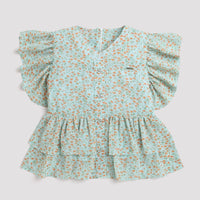 Tiny Girl V-Neck Top With 2 Layers Of Frill On Bottom