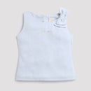 Tiny Girl Boat Neck Woven Polyester Top Features An Elegant Bow