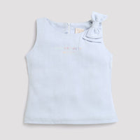 Tiny Girl Boat Neck Woven Polyester Top Features An Elegant Bow