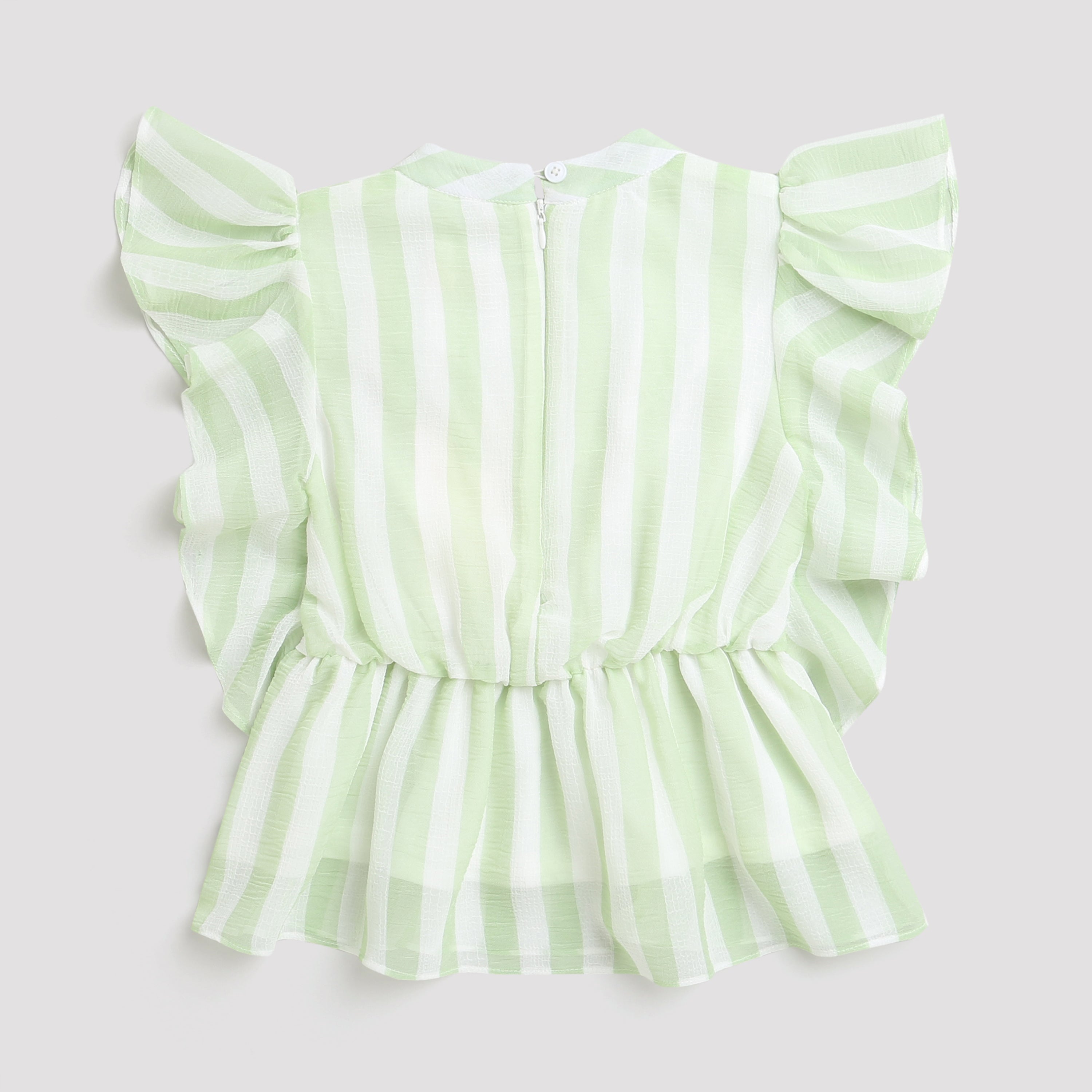 Tiny Girl Round Neck Stylish Ruffle Sleeves & Unique Broach