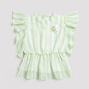 Tiny Girl Round Neck Stylish Ruffle Sleeves & Unique Broach