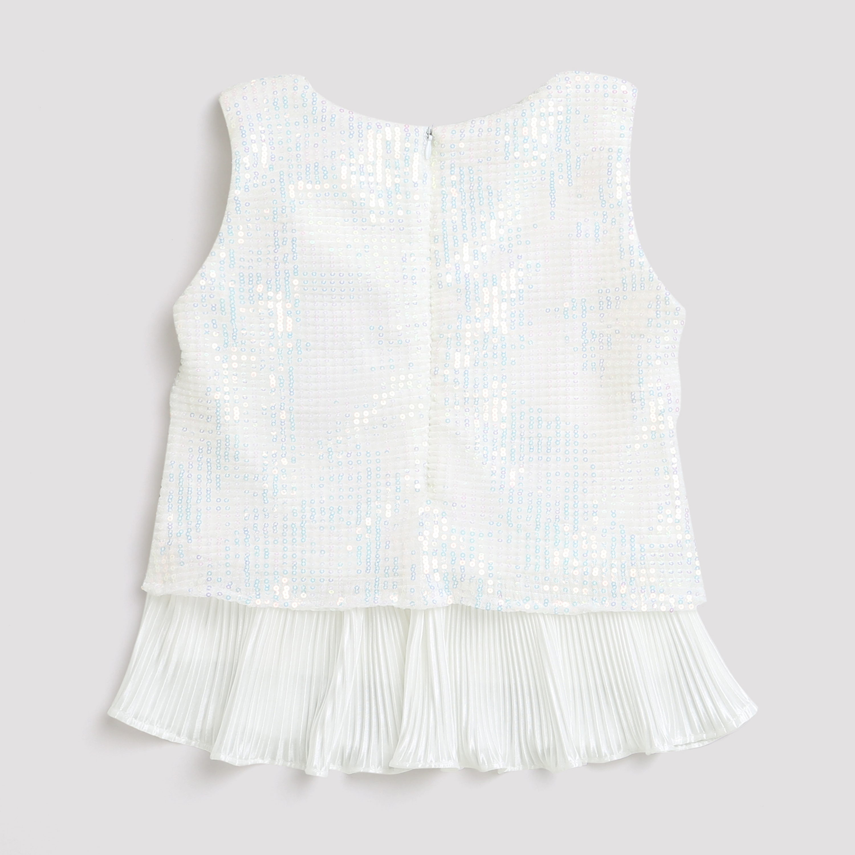 Tiny Girl Round Neck Sleeveless Top With Frill