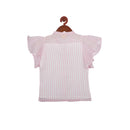 Ruffle Sleeve Knot Neck V Neck  Stripped Top