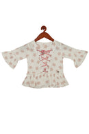 Tiny Girl Woven Polyester Round Neck Full Sleeve With Frill