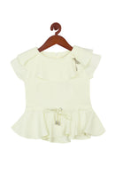 Tiny Girl Lemon Round Neck Half Sleeve Frill On Top