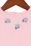 Tiny Girl Half Sleeve Round Neck Top Frill On Sleeve