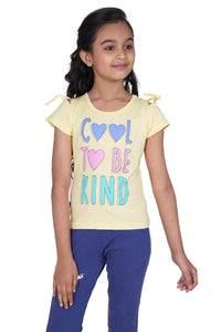 Tiny Girl Round Neck Cap Sleeve Printed Top