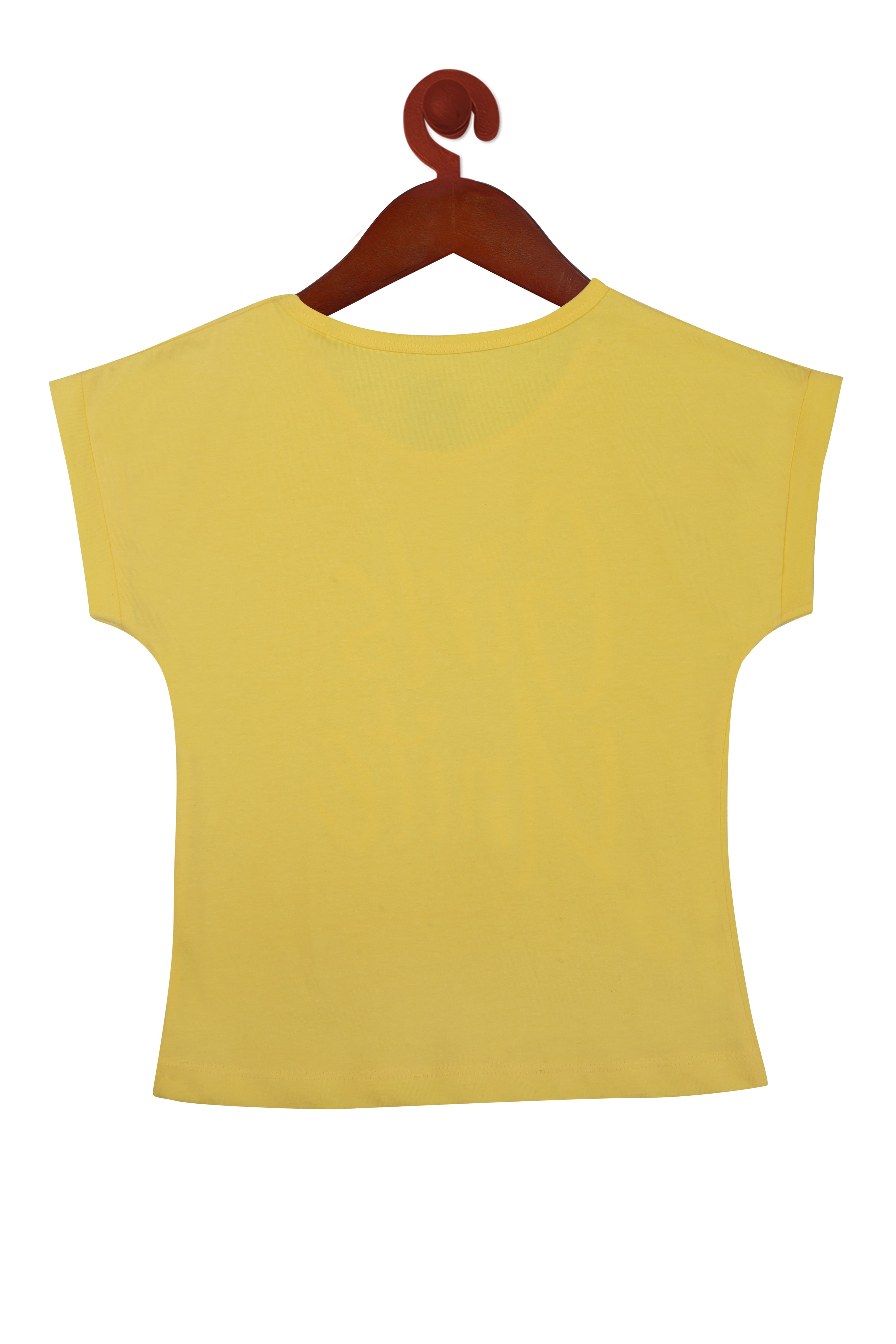 Tiny Girl Lemon Knitted Cotton Round Neck Cap Sleeves Top