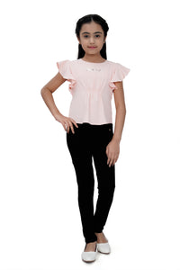 Tiny Girl Woven Polyester Round Neck Cap Sleeves Top