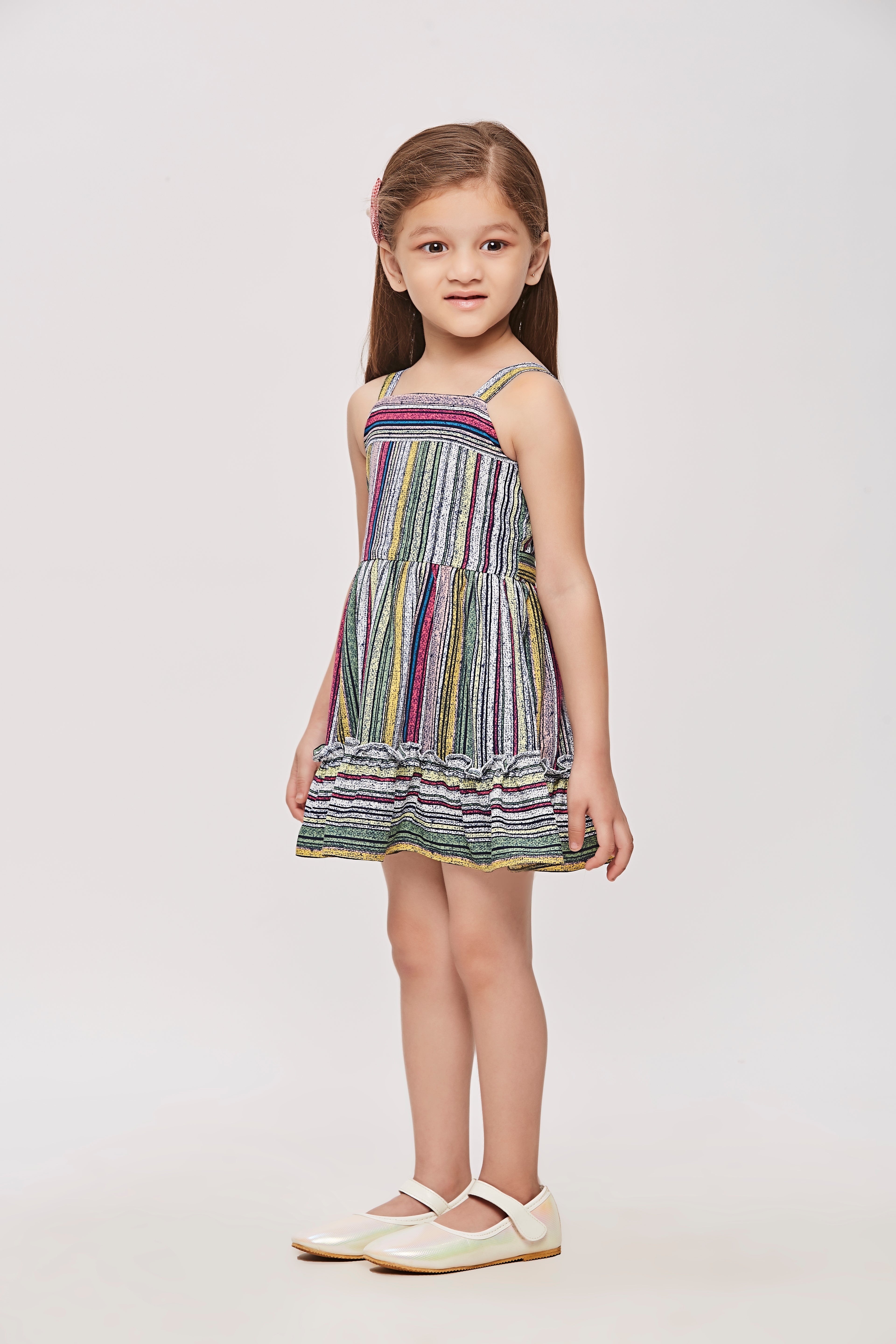 Tressel Kids Ruffled Hemline & Stylish Stripe Midi