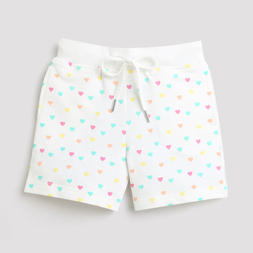 Tiny Girl Shorts With White Print And Rib Belt - Off White