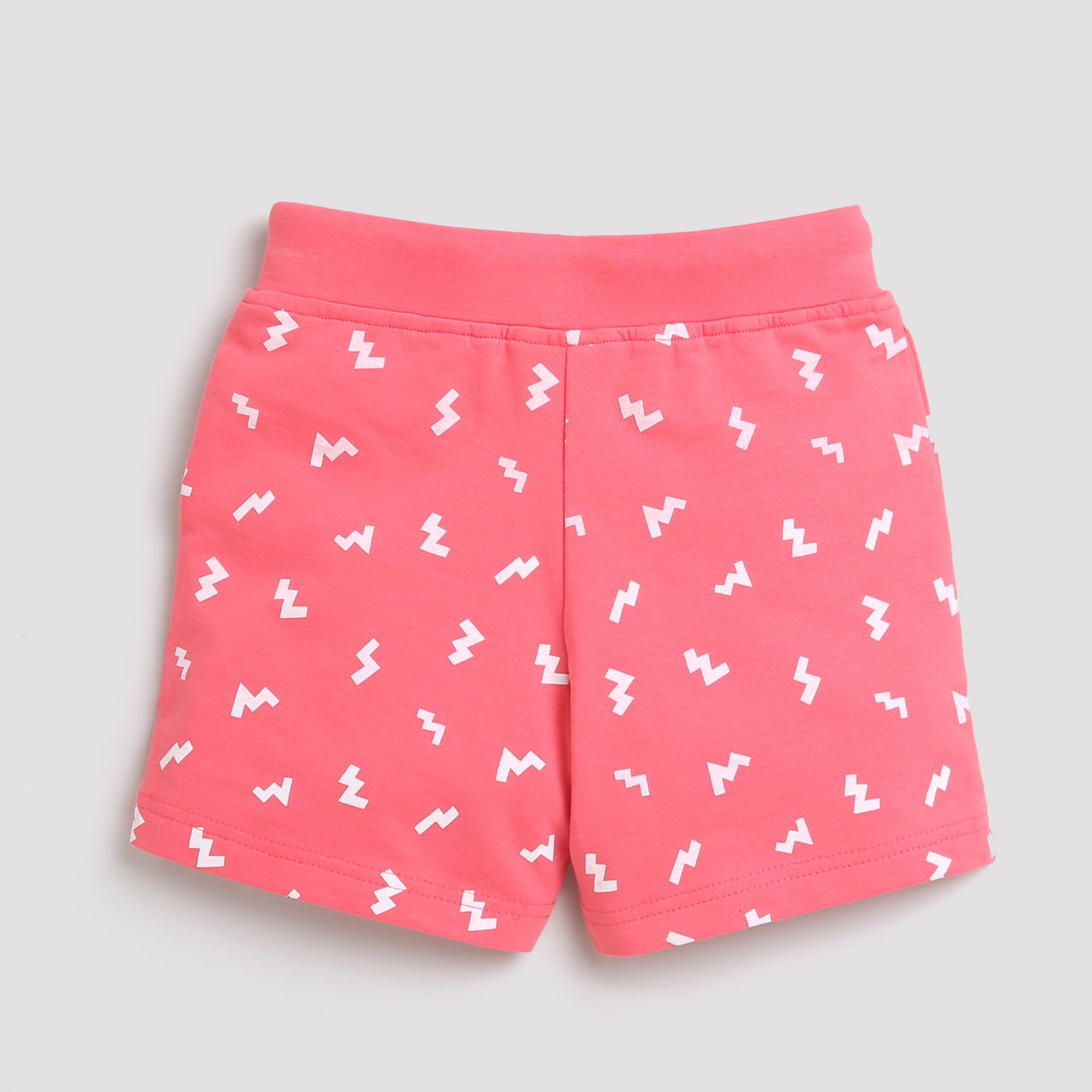Tiny Girl Shorts With White Print And Rib Belt - Red