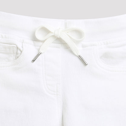Off White Short With Detachble Draw String And Raw Edge