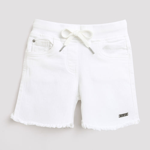 Off White Short With Detachable Draw String And Raw Edge