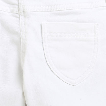 Off White Short With Detachble Draw String And Raw Edge