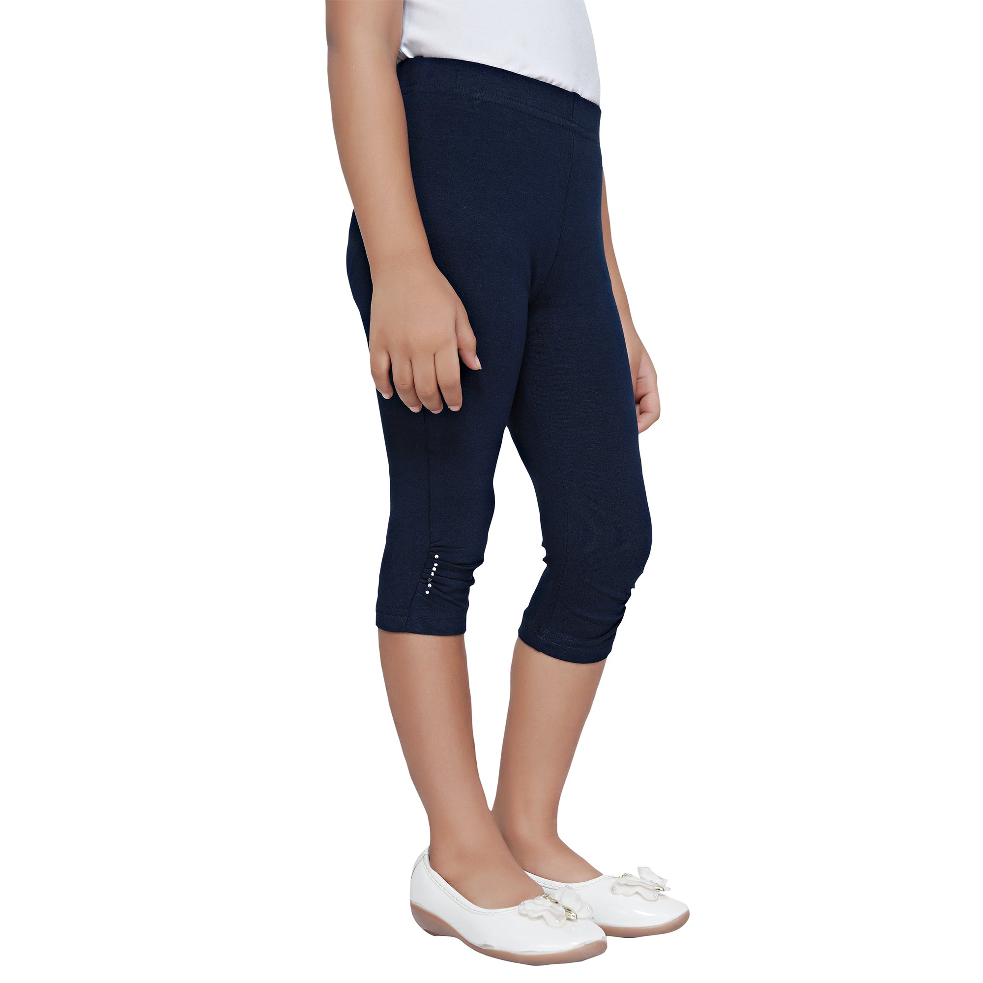 Basic Calf Length Navy Leggings