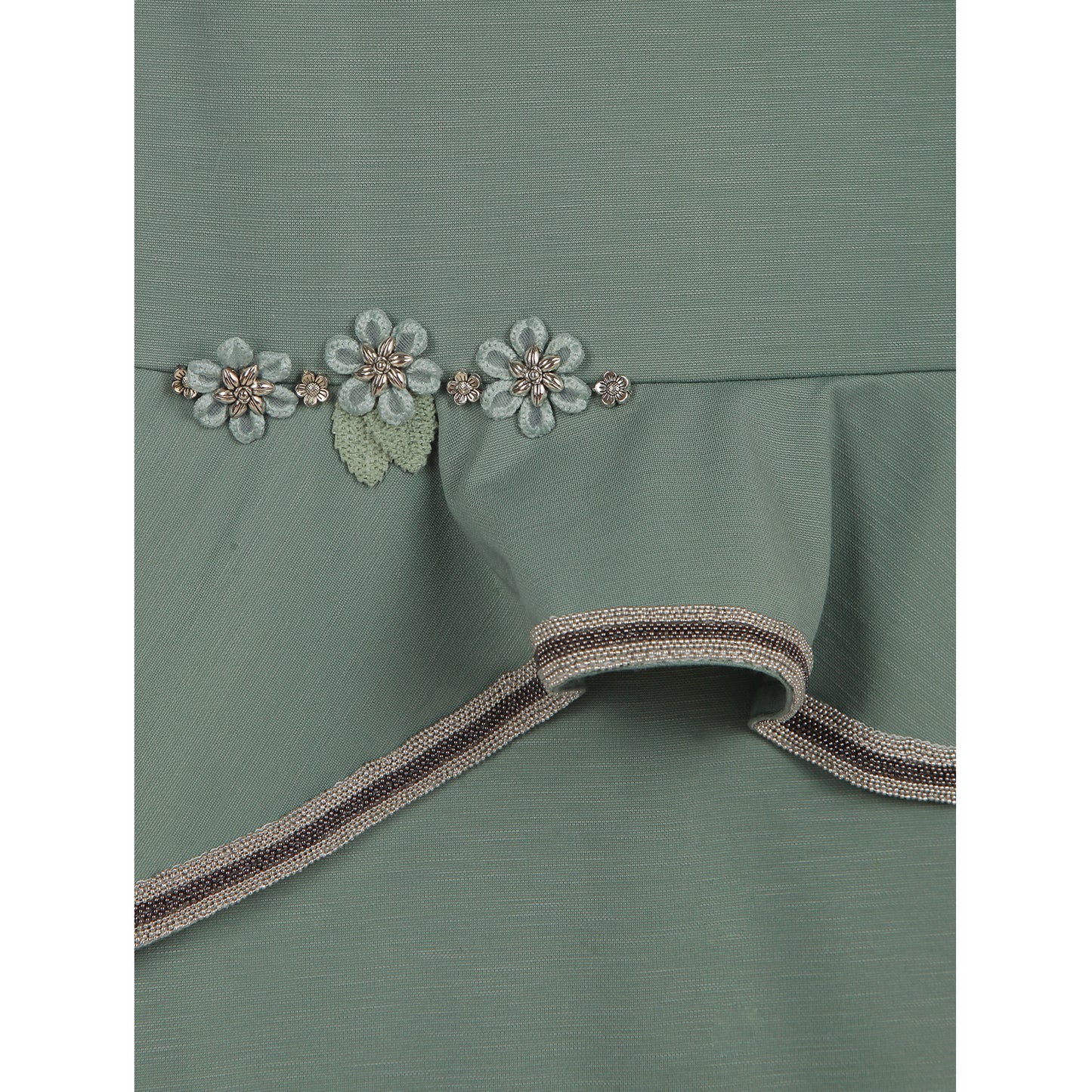 Sleeveless Peplum Dress With Flower Detailing