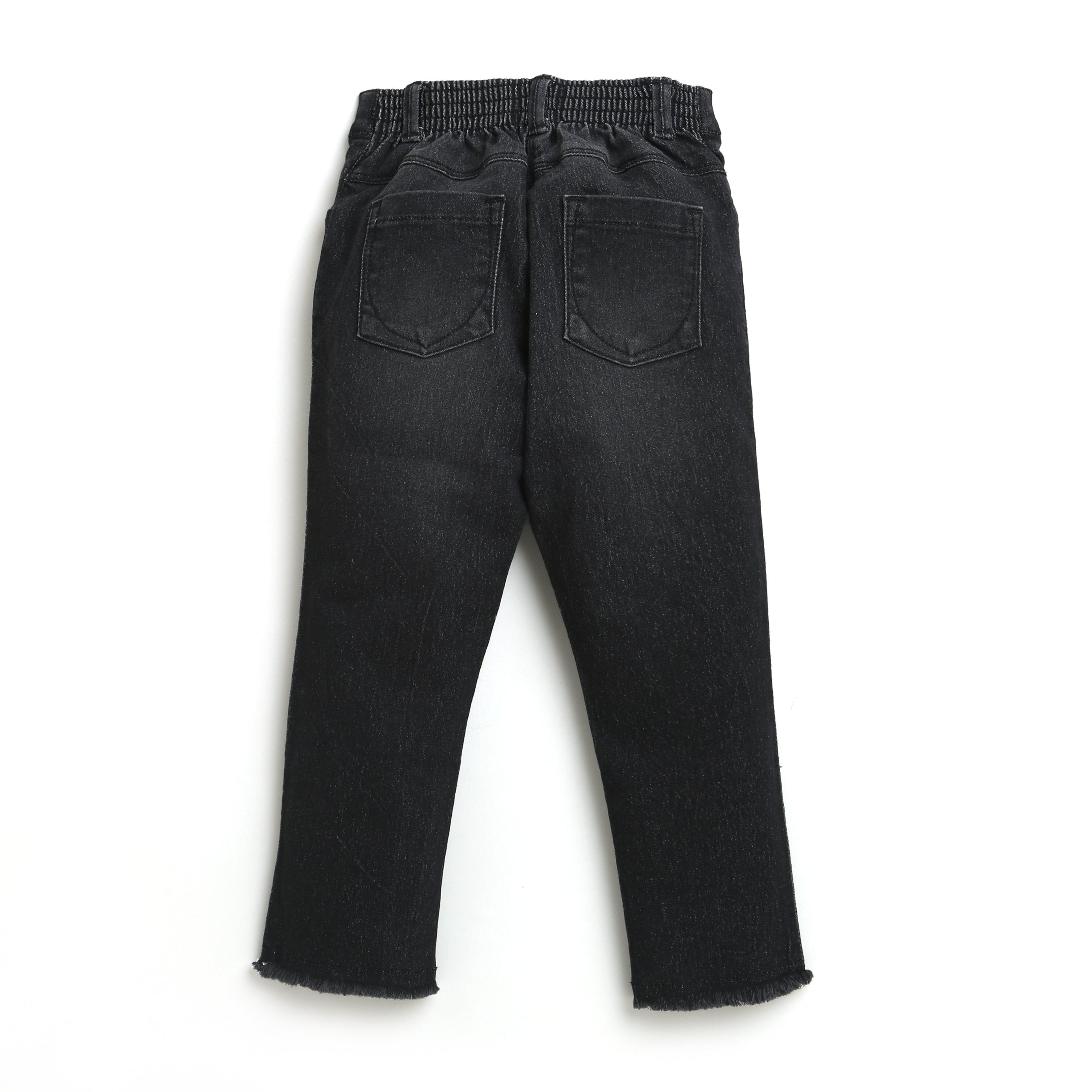 Black Mid Rise Washed Jeans With Sparkle Detailing