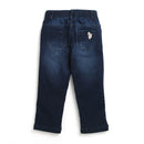 Blue Washed Mid Raise Distressed Denims