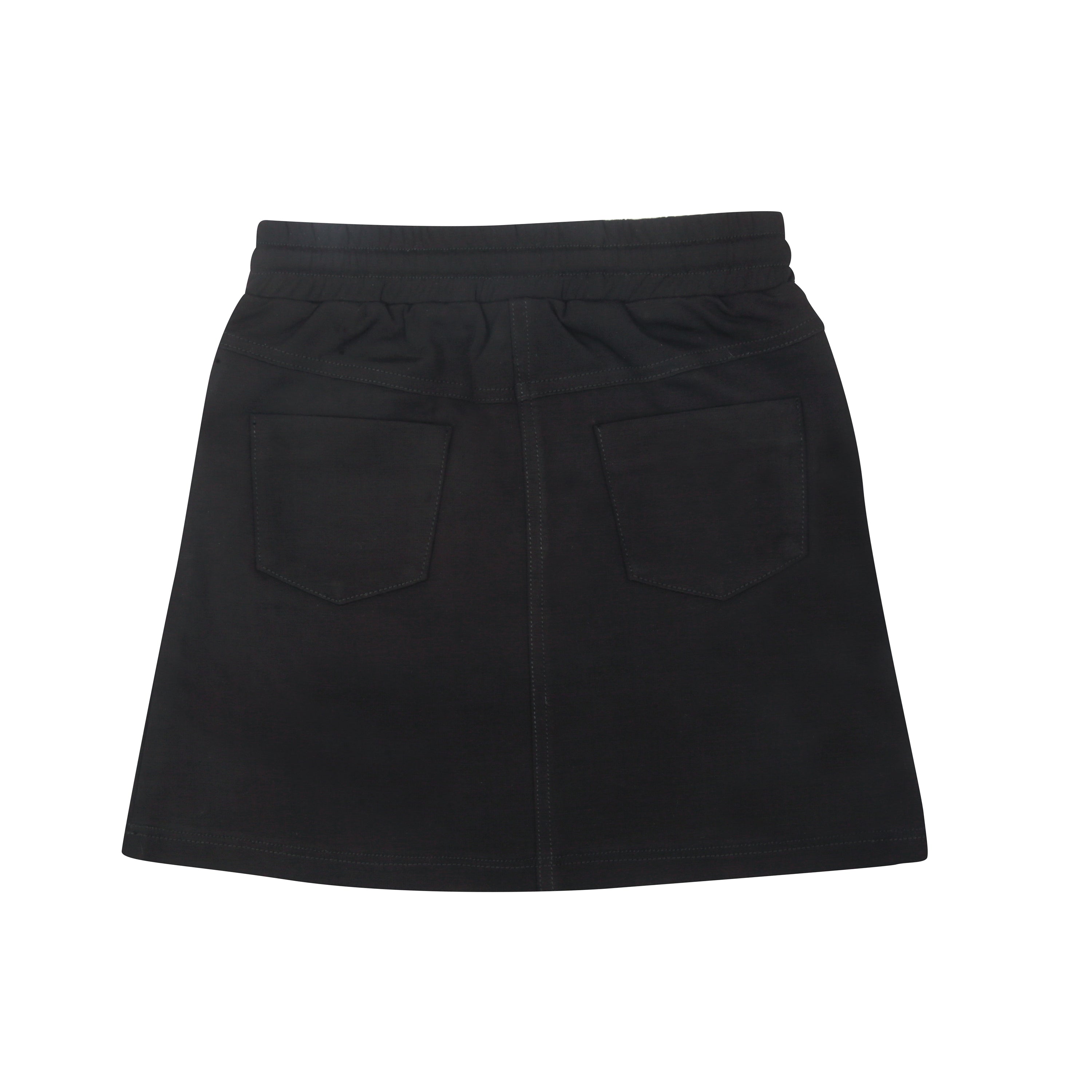 Regular Fit Basic Knitted Black Skirt With Pockets
