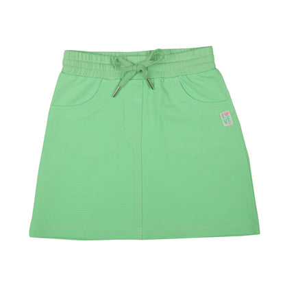 Regular Fit Basic Knitted Green Skirt With Pockets