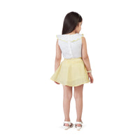 Yellow Checkered Skirt Set With Peter Pan Collar